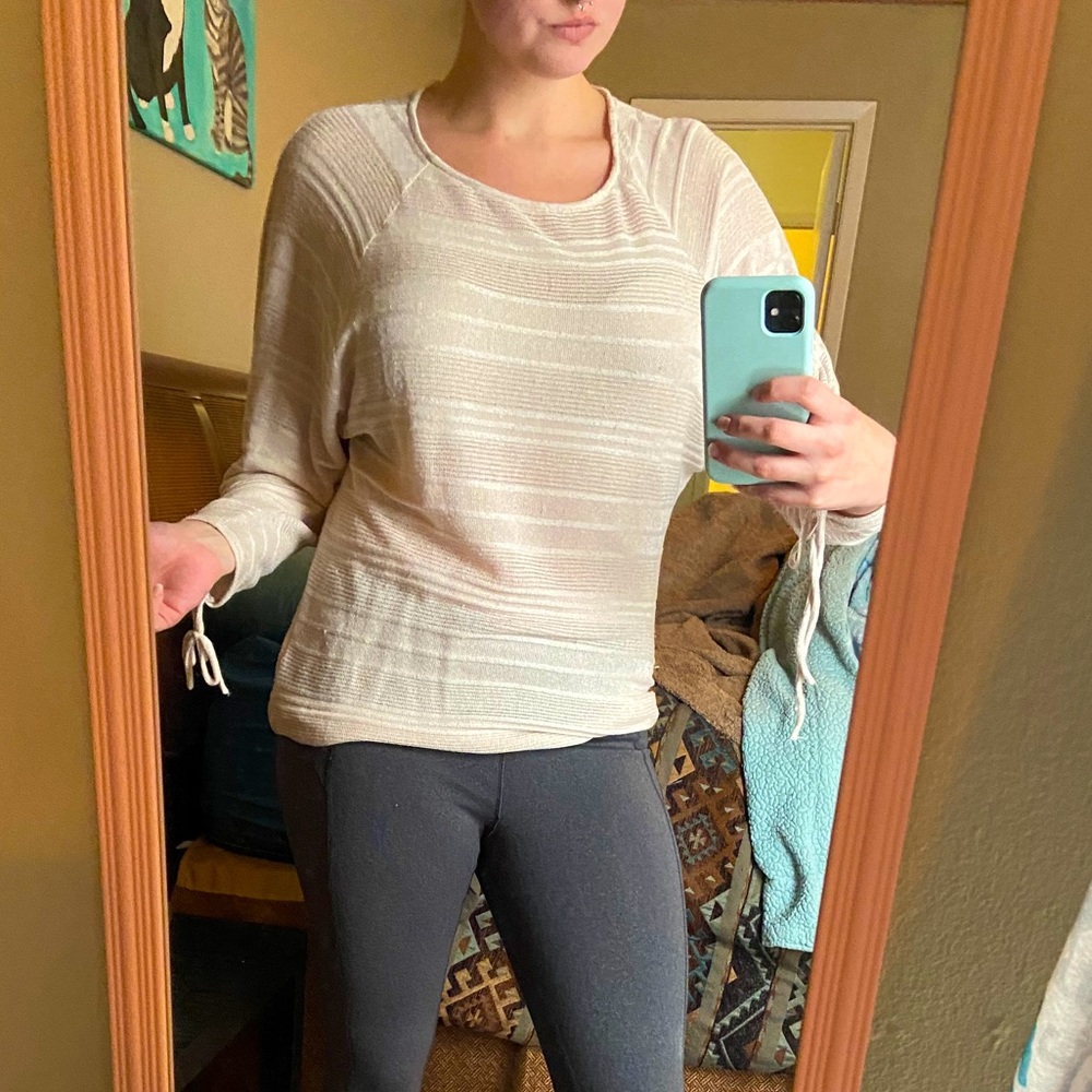 Cream striped Lucky Brand sweater large